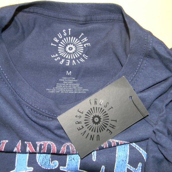 Trust the Universe Patriotic Tee Sz M Land of the FREE/Brave Red White Blue NWT - Picture 3 of 4